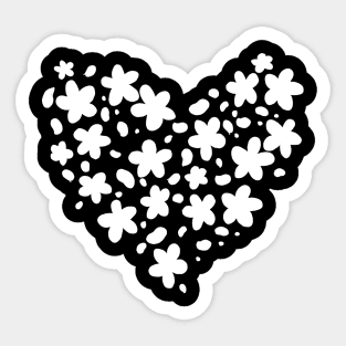 Cute white flower silhouette heart shaped Sticker